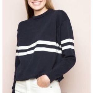 Brandy Melville Navy and White Striped Sweatshirt